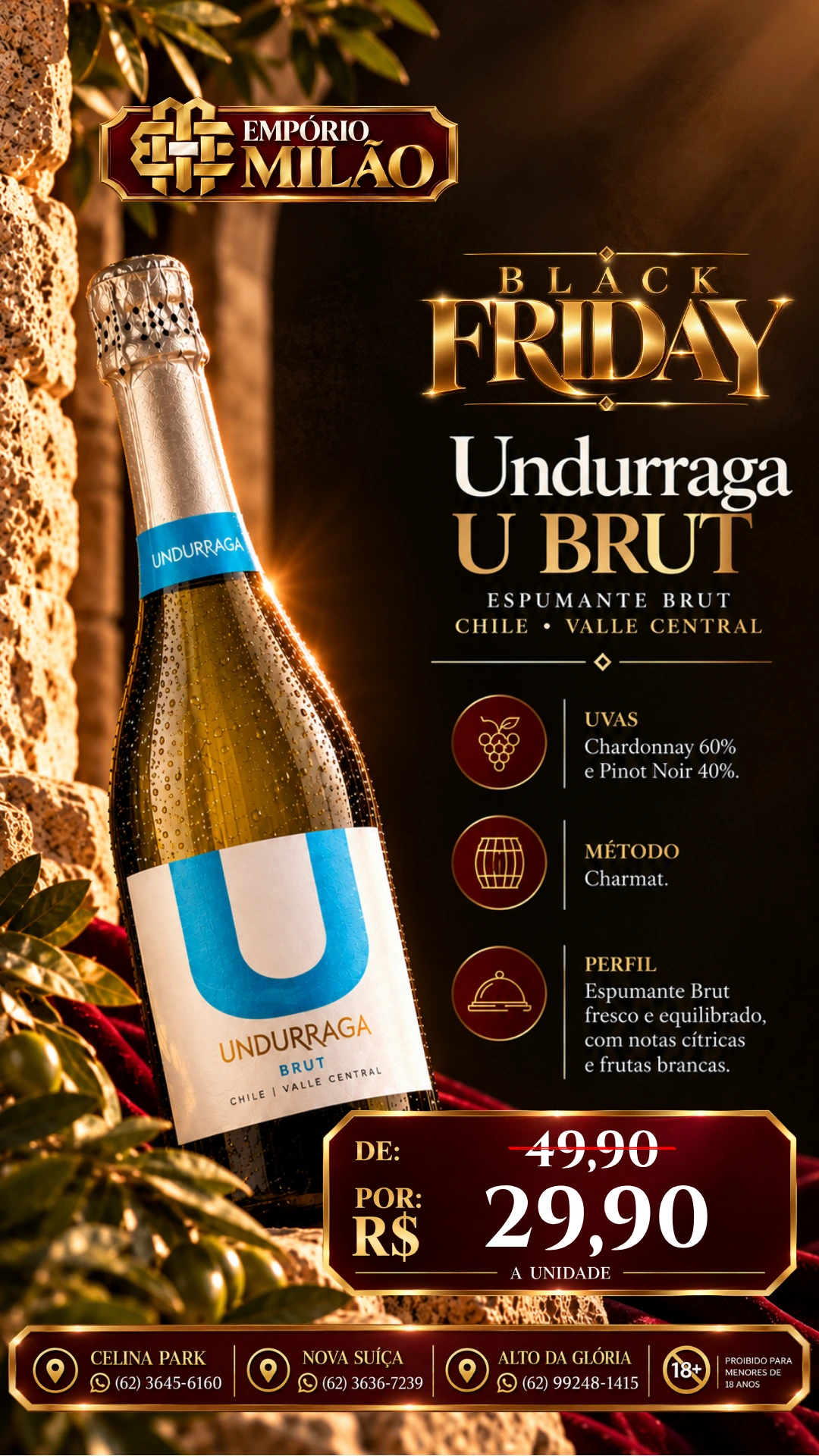 Espumante U by Undurraga D.O. Valle Central Brut — arte Black Milão