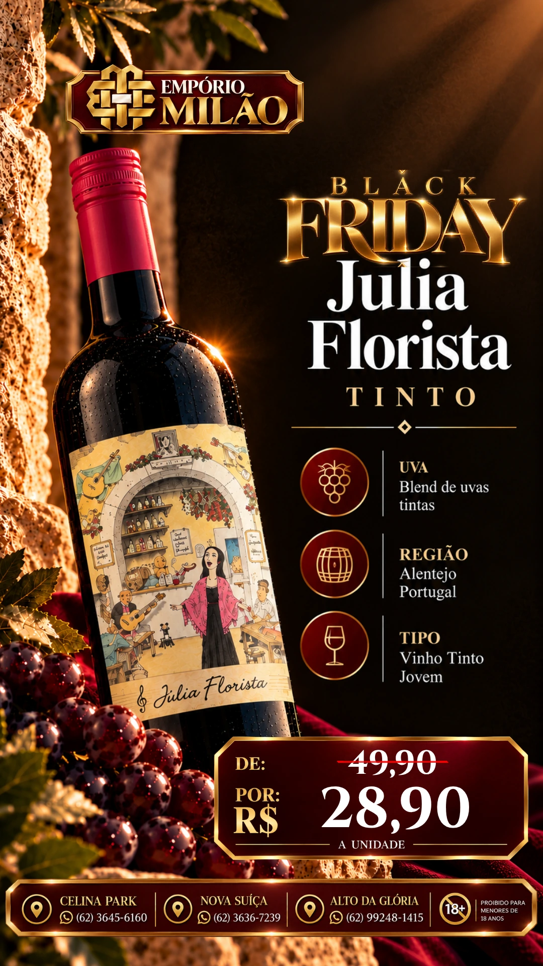 Júlia Florista Tinto — arte Black Milão