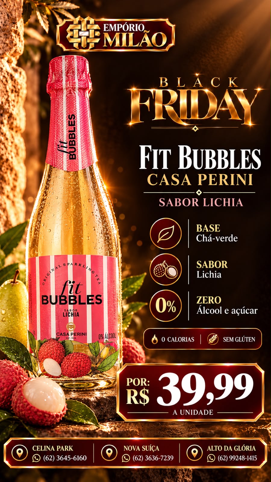 Arte Black Milão: Fit Bubbles Lichia, R$ 39,99 por unidade