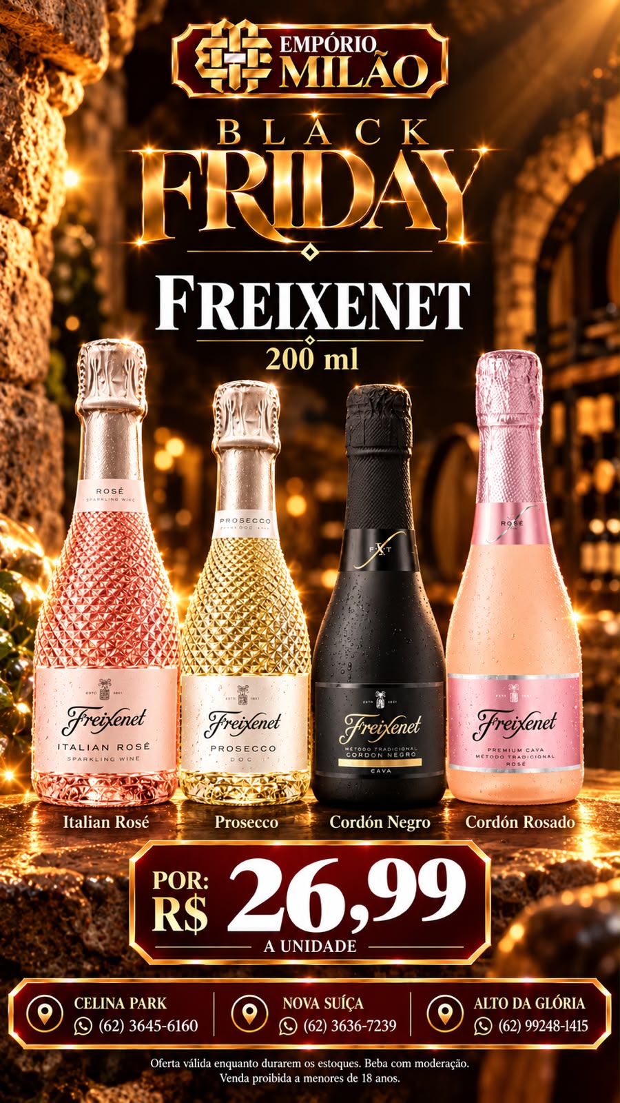 Arte Black Milão: Freixenet 200 ml, R$ 26,99 por unidade